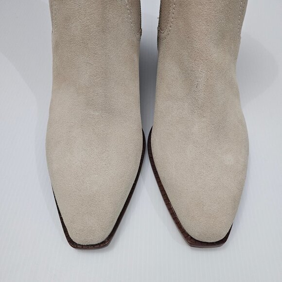 Cole Haan Naia Ankle Bootie Womens 9 Light Beige Suede Western Cowgirl NEW - Picture 6 of 14